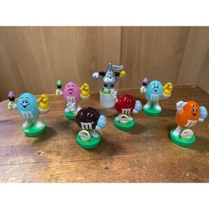 VTG 1990s M&Ms Set of 6 Easter Candy Tube Figure Toppers + 1 Hershey Kiss